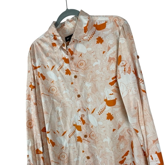 Paul Frank 2006 Orange & White Illustrated Long Sleeve Button-Down Shirt Size S - Picture 3 of 11